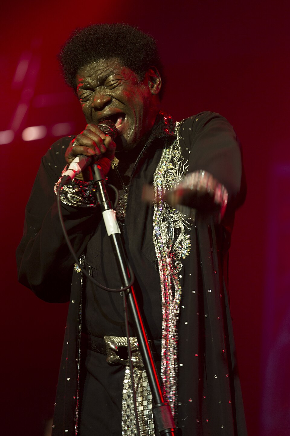 Charles Bradley zingt tijdens Byron Bay Bluesfest in 2015.