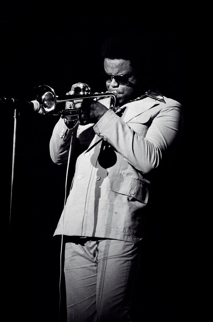 Freddie Hubbard speelt trompet tijdens een optreden in Rochester in 1976.