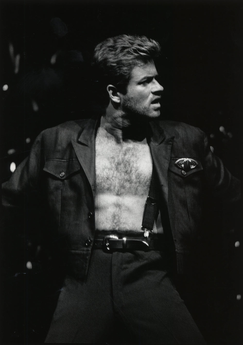 George Michael tijdens de Faith World Tour in Houston, 1988