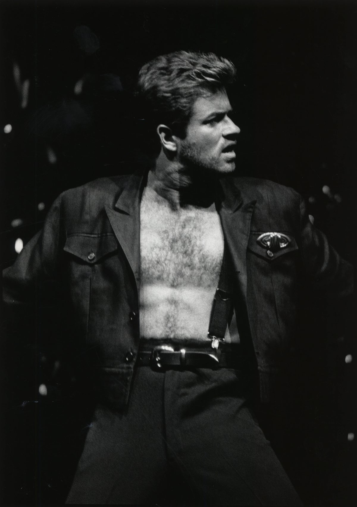 George Michael tijdens de Faith World Tour in Houston, 1988
