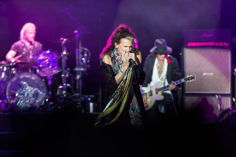 Steven Tyler met Aerosmith op het podium van Hellfest in Clisson, Frankrijk, 17 juni 2017.