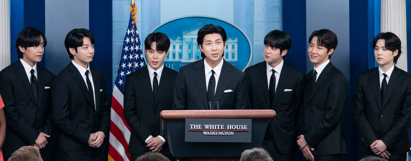 BTS tijdens een persconferentie in het Witte Huis in 2022