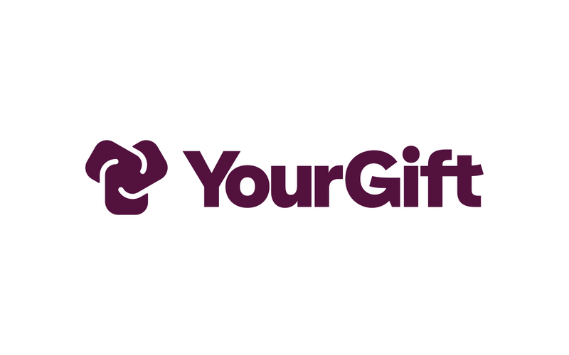 Het officiële YourGift-logo in de originele paarse merkkleur