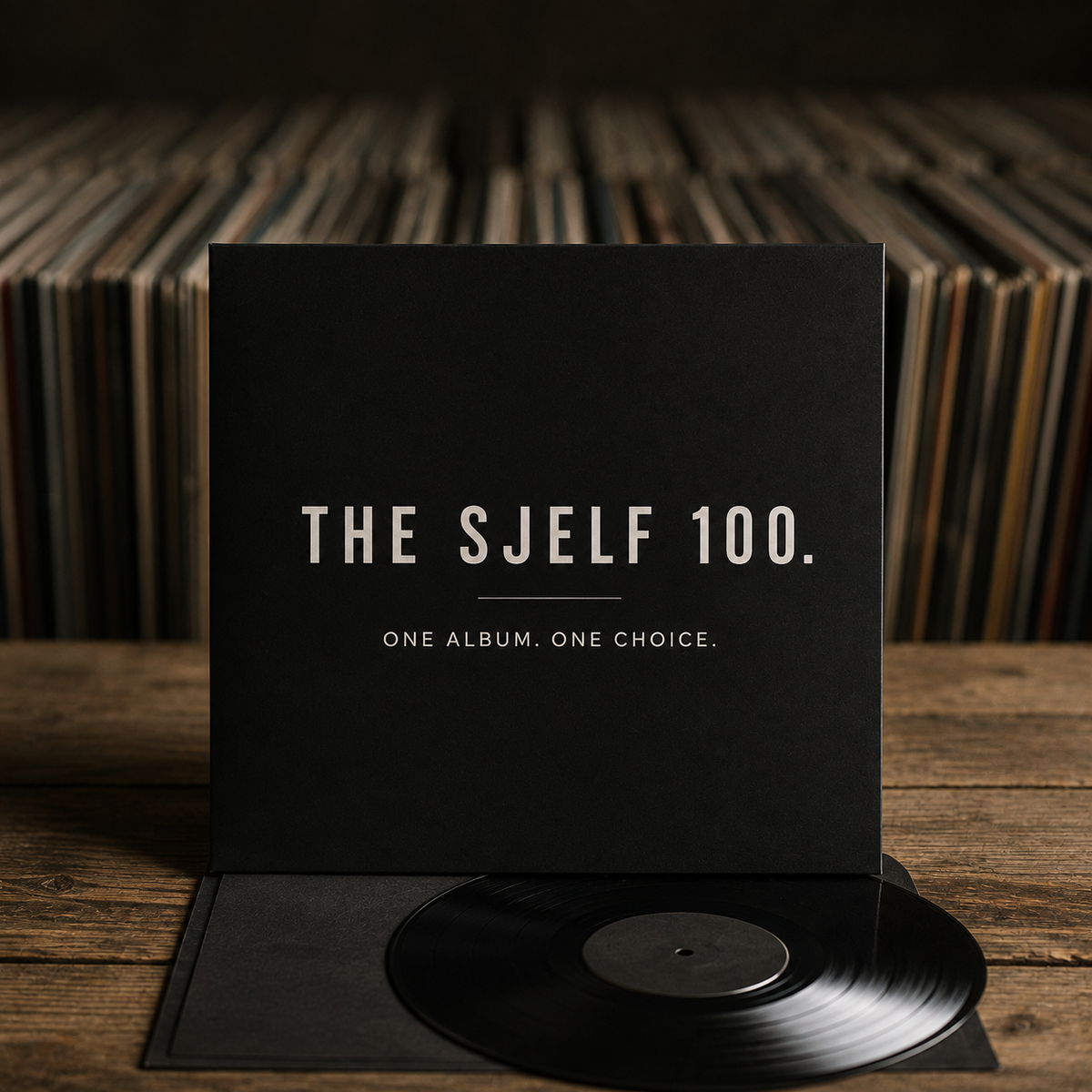 Een platenhoes en vinylplaat als symbool voor THE SJELF 100