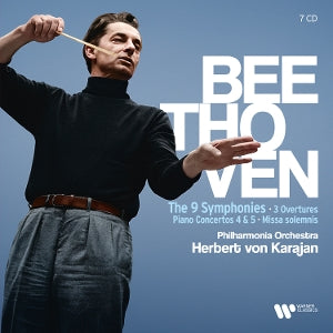 Herbert von Karajan & Philharmonia Orchestra & Walter Gieseking – Beethoven: die 9 Sinfonien, 3 Ouvertüren, Klavierkonzerte Nr. 4 & 5, Missa Solemnis (7 CDs, Box-Set)