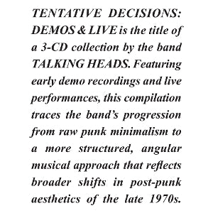 Talking Heads – Tentative Decisions: Demos & Live (3CD)