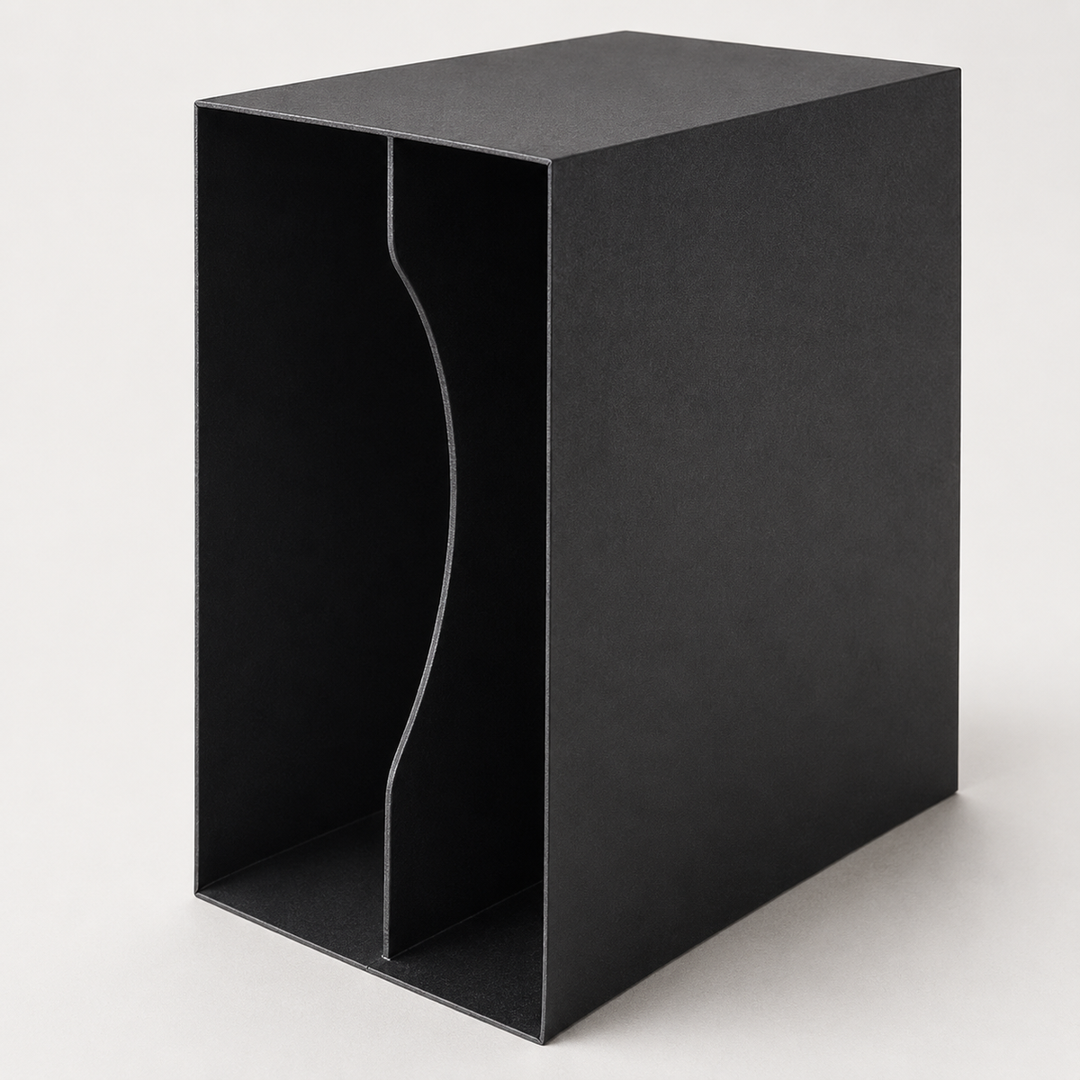 Detail van de constructie en gebogen binnensteun van de vinylbox