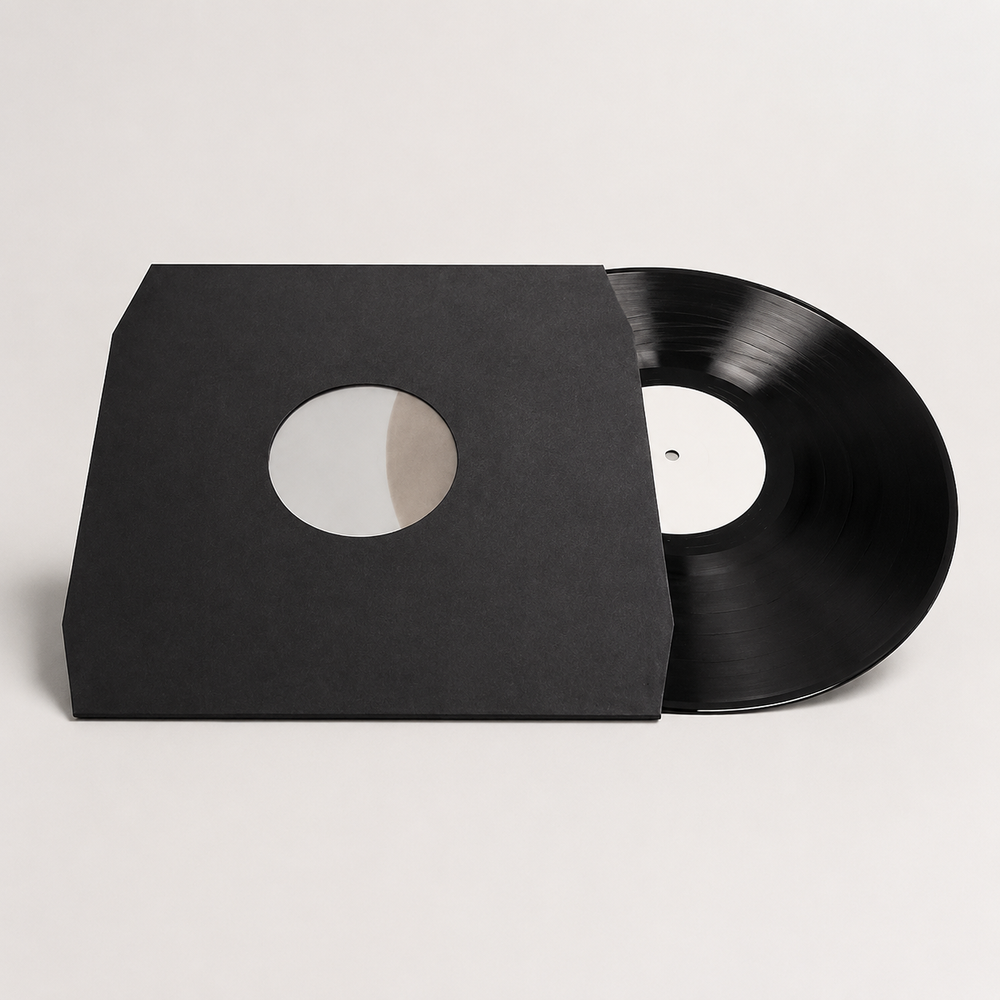 Premium zwarte vinyl binnenhoes met venster en zwarte vinylplaat