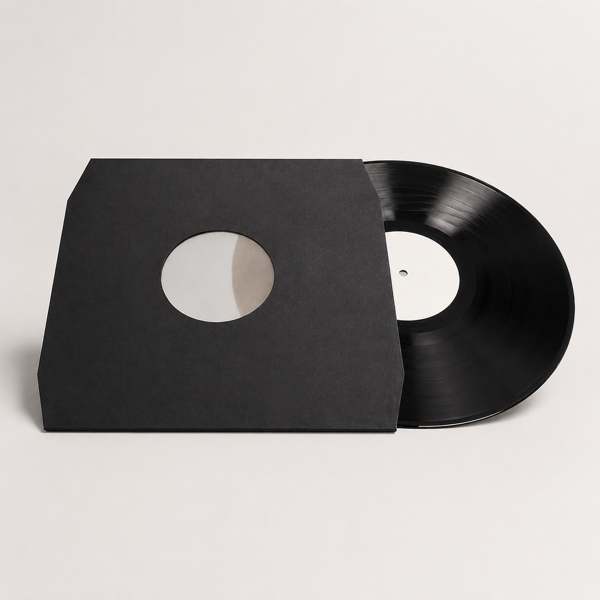 Premium zwarte vinyl binnenhoes met venster en zwarte vinylplaat