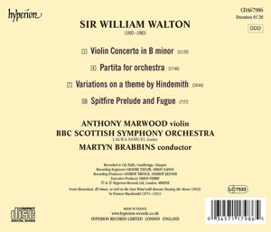 Marwood, Anthony & Bbc Scottish Symphony Orchestra – Walton: Violin Concerto, Partita & Hindemith Varia | 0034571179865 | extra productbeeld