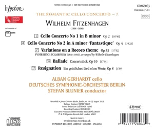 Gerhardt, Alban & Deutsches Symphonie-Orchester Berl – Fitzenhagen: Cello Concertos (Hyperion Romantic Ce | 0034571280639 | extra productbeeld