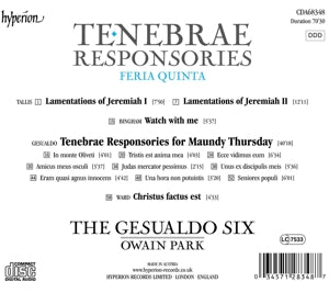 Gesualdo Six & Owain Park – Tenebrae Responsories For Maundy Thursday | 0034571283487 | extra productbeeld