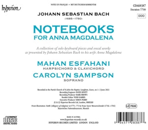 Esfahani, Mahan & Carolyn Sampson – Bach Notebooks For Anna Magdalena | 0034571283876 | extra productbeeld