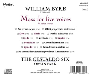 Gesualdo Six & Owain Park – Byrd: Mass For Five Voices | 0034571284163 | extra productbeeld