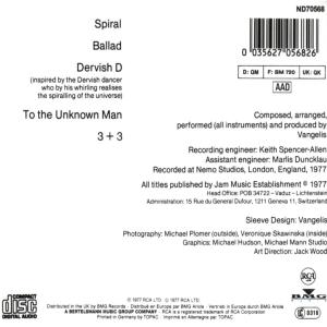 Vangelis – Spiral | 0035627056826 | extra productbeeld