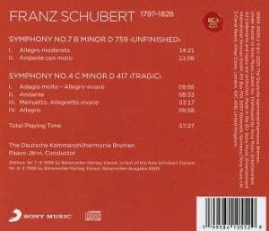 Paavo Jarvi & the Deutsche Kammerphilharmonie Bremen – Schubert: Symphonies Vol. 1: No. 7 & No. 4 | 0199584105529 | extra productbeeld