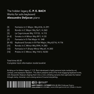 Deljavan, Alessandro – C.P.E. Bach: the Hidden Legacy - Works For Solo Keyboard | 0608917200515 | extra productbeeld