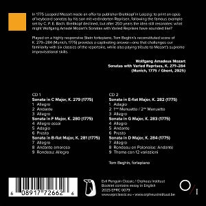 Beghin, Tom – Mozart: Sonatas With Varied Reprises, K 279 284 | 0608917726626 | extra productbeeld