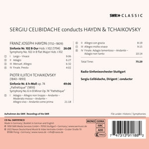 Celibidache, Sergiu – Sergiu Celibidache Conducts Tchaikovsky and Haydn | 0747313911882 | extra productbeeld