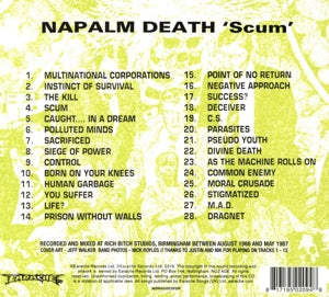 Napalm Death – Scum | 0817195020948 | extra productbeeld