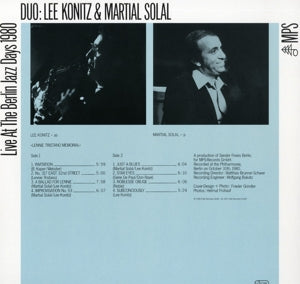 Konitz&Solal – Berlin Jazz Days '80 (Lp) | 4029759155713 | extra productbeeld