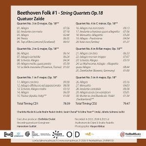 Quatuor Zaide – Beethoven Folk #1 / String Quartets, Op. 18 | 5051083239103 | extra productbeeld
