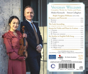 Komachi, Midori & Simon Callaghan – Vaughan Williams: Complete Works For Violin and Piano | 5060114369931 | extra productbeeld