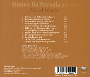 Minim Ensemble – Matteo Da Perugia: Vocal Works | 5063758701105 | extra productbeeld