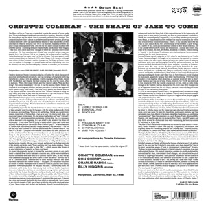 Coleman, Ornette -Quartet – Shape of Jazz To Come | 8436028696987 | extra productbeeld