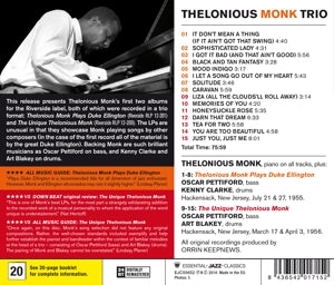 Monk, Thelonious -Trio- – Plays Duke Ellington | 8436542017152 | extra productbeeld