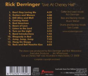 Derringer, Rick – Live At Cheney Hall | 8712725719526 | extra productbeeld