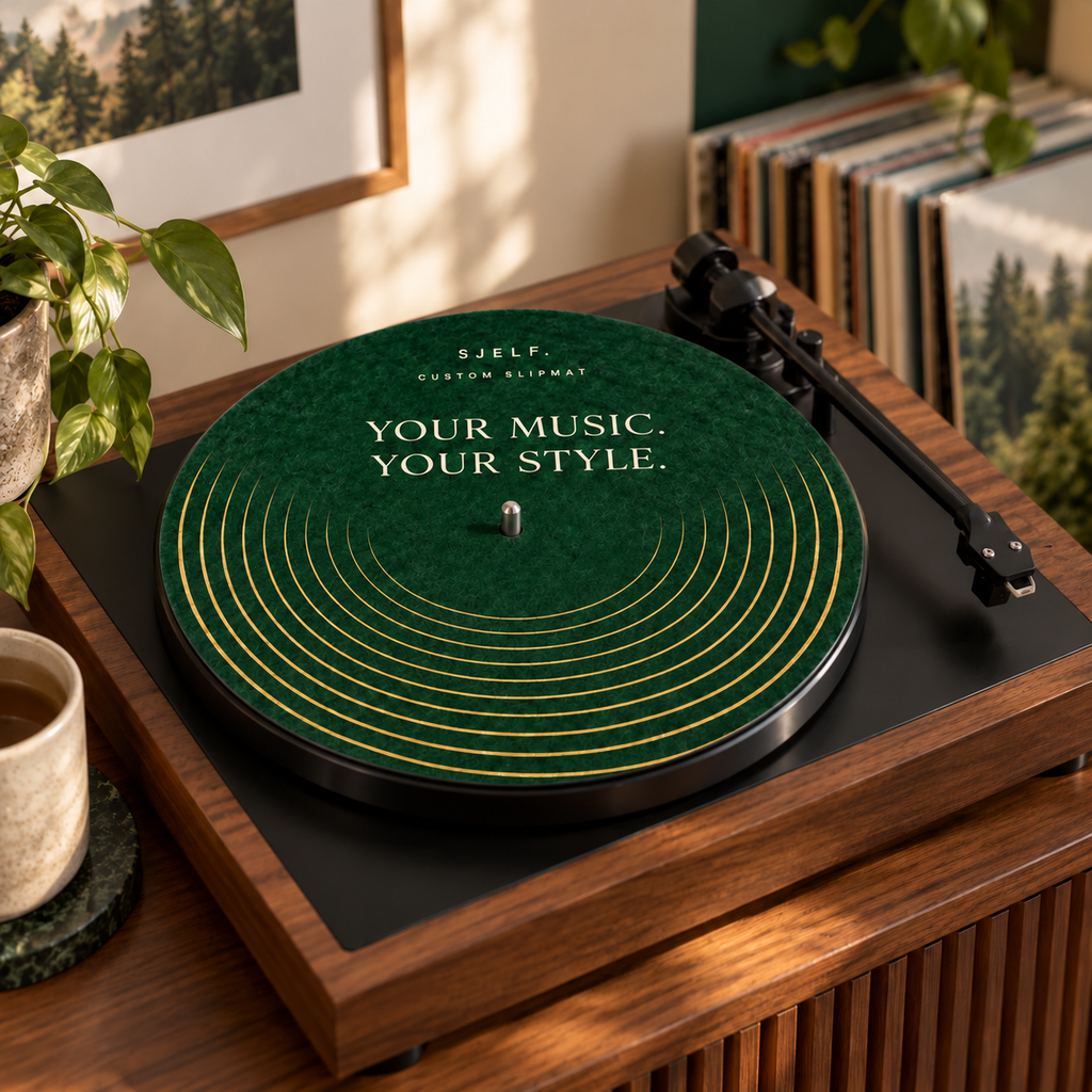 SJELF Custom Slipmat on a turntable — Your Music. Your Style.