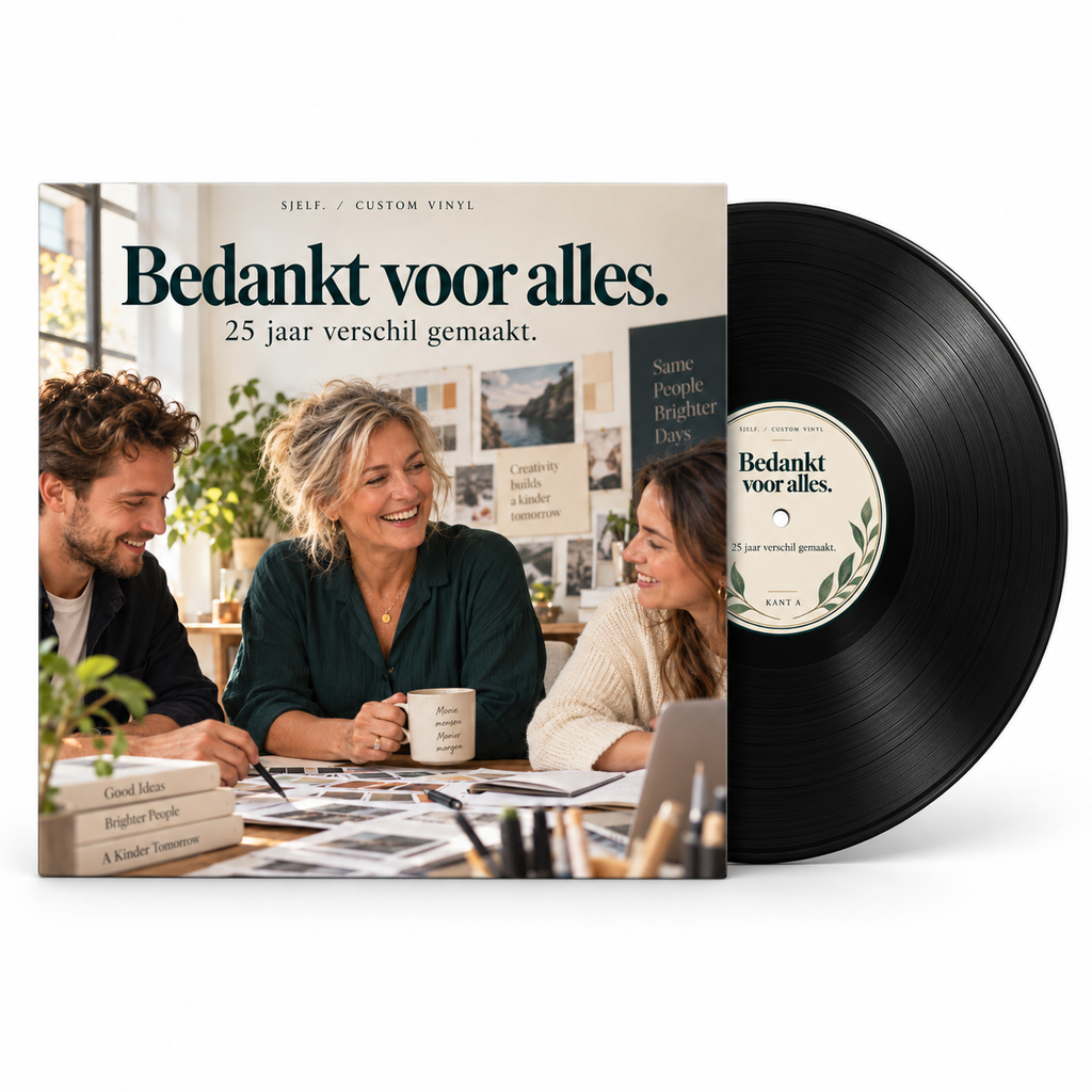 Hoofdbeeld met hoes en zwarte elpee: Bedankt voor alles.