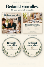 Overzicht van hoes en beide middenlabels: Bedankt voor alles.