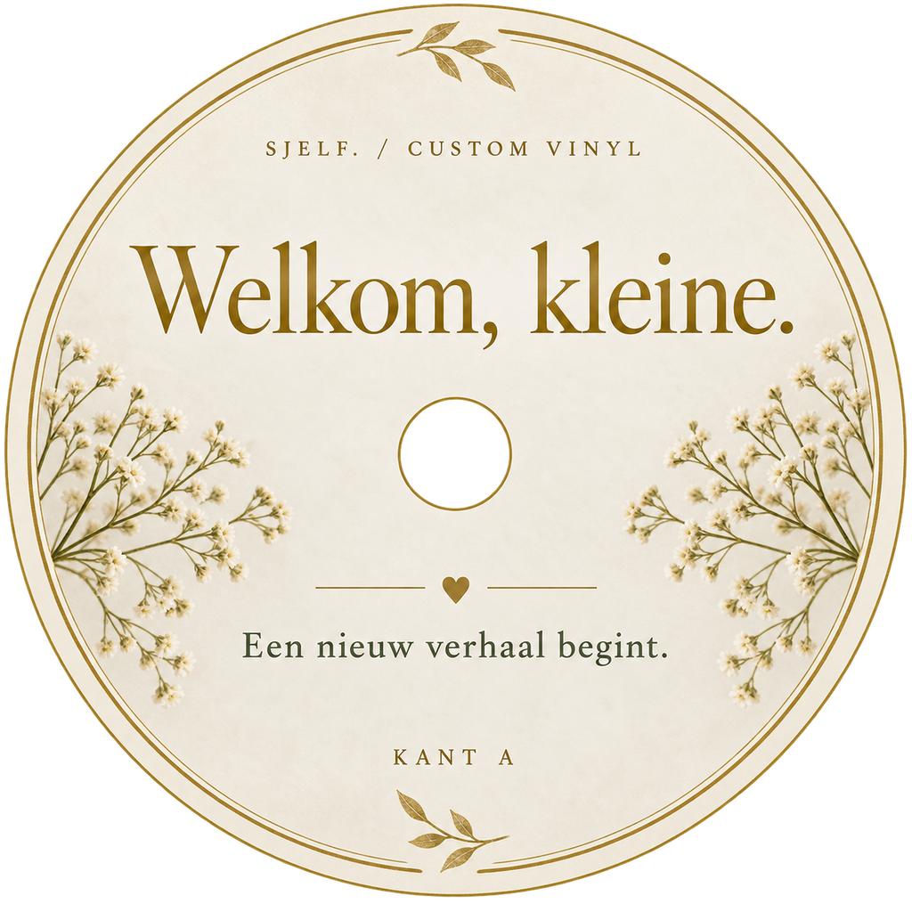 Middenlabel kant A: Welkom, kleine.