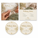 Overzicht van hoes en beide middenlabels: Welkom, kleine.