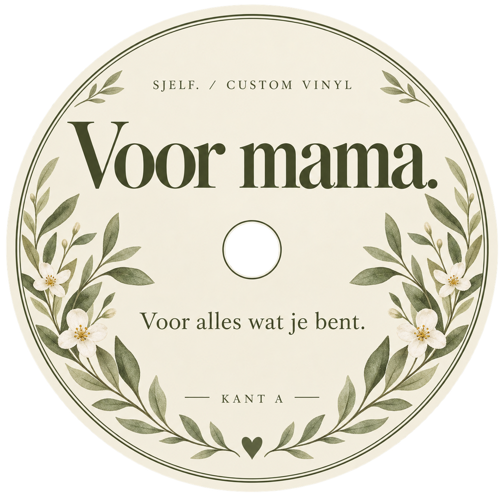 Middenlabel kant A: Voor mama.
