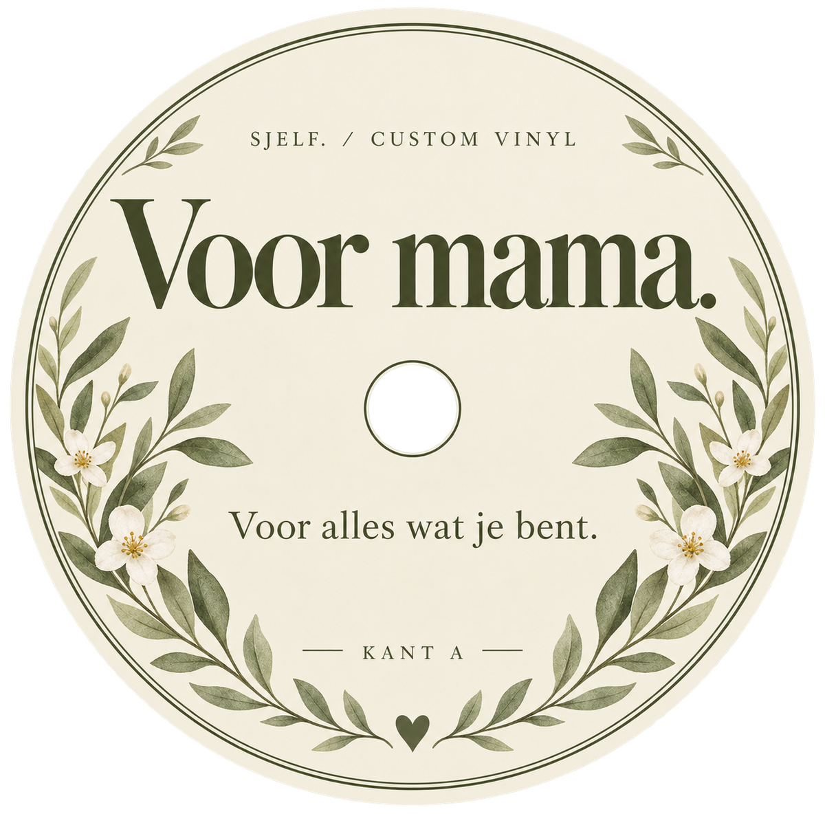 Middenlabel kant A: Voor mama.