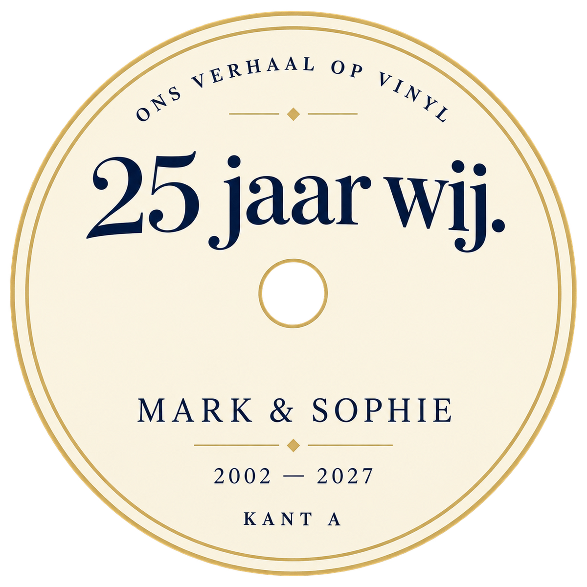 Persoonlijk middenlabel voor kant A van de trouwdag-voorbeeldplaat
