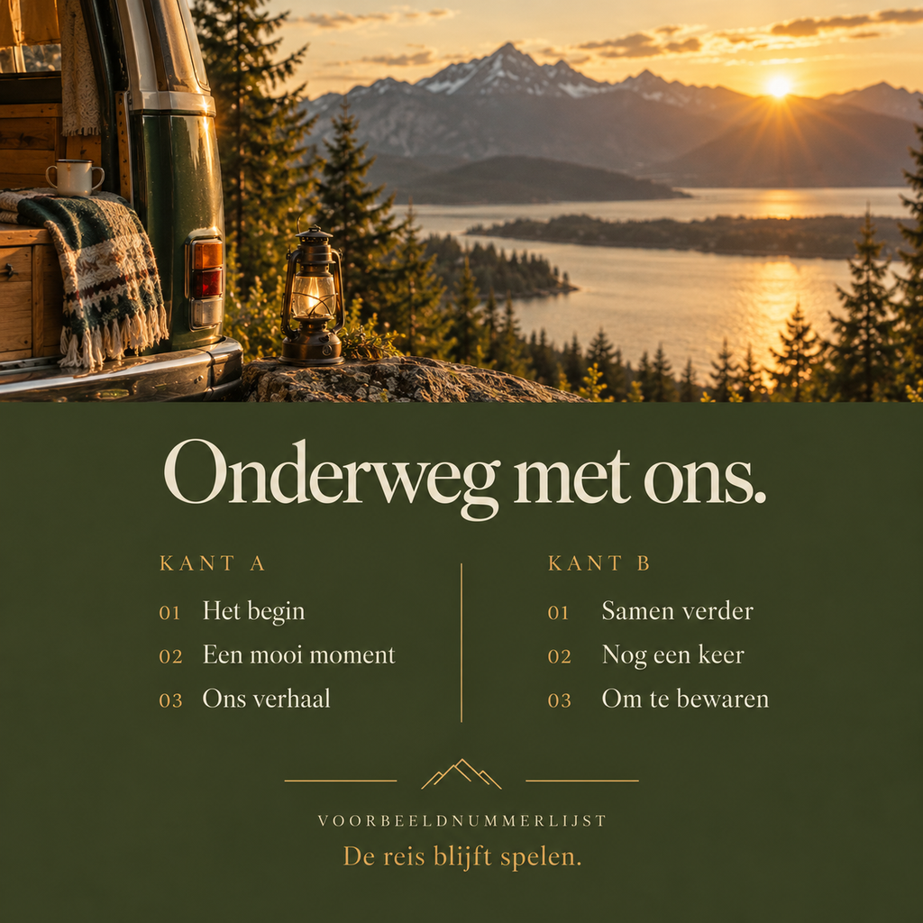 Achterkant van de hoes: Onderweg met ons.