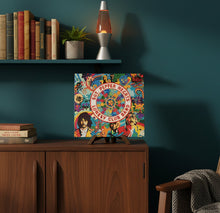 Albumcover 'Sgt. Pepper's Lonely Hearts Club Band' met kleurrijke, psychedelische art.