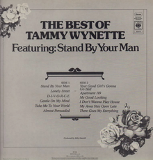 Tammy Wynette – The Best Of Tammy Wynette, CBS 63578: achterhoes met tracklist