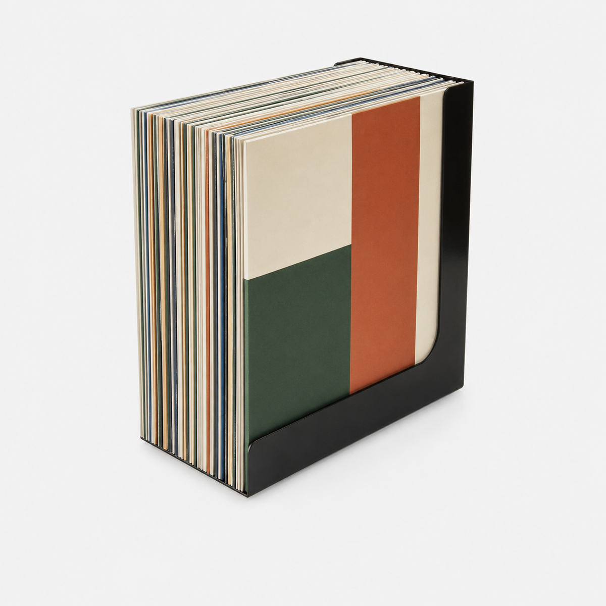Vinylstandaard gevuld met een selectie platen